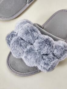 Cuccoo Women's Cute Furball Patchwork House Slippers