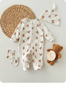 SHEIN Newborn Baby Girl Cute Knitted Cartoon Pattern Gift Set, Autumn/Winter