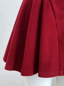 Elamini Damen Burgunderrotes plissiertes A-Linien Minikleid mit rundem Ausschnitt und ärmellos, modische taillierte Passform, vielseitig einsetzbar aus dickem Stoff, geeignet für Lässig-Outings, Dates, Geburtstage, Weihnachten, Valentinstag, süßer und niedlicher Stil, Herbst/Winter