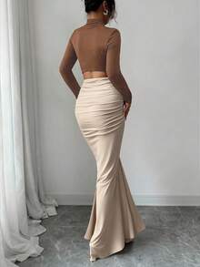 Elenzga فستان أنيق متوسط الطول من إلينزجا للنساء، ذو رقبة مرتفعة باللونين الأسود والأبيض، قصة مرمر مناسب للارتداء اليومي، المواعيد، العطلات، الزفاف، الحفلات، عيد الحب