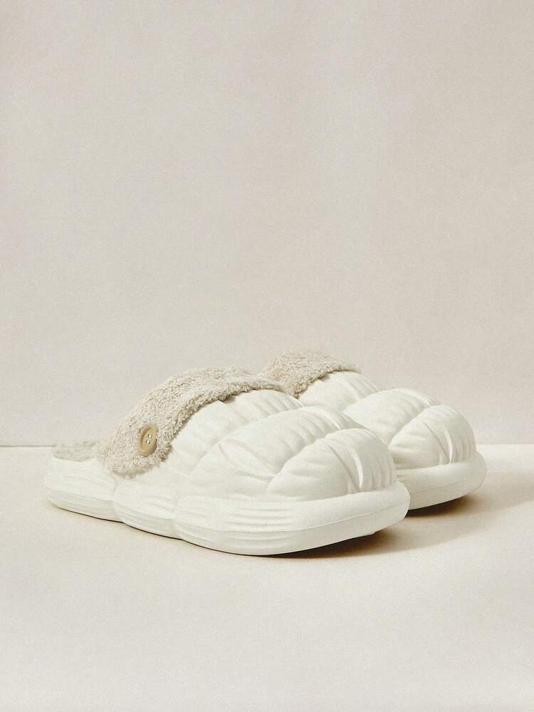 Women's Fashionable Comfrontable Home Warm Plush White Furry Slipper Vacation Shoes Summer