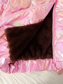 Cappotto imbottito con maniche lunghe, trapuntato, con rivestimento metallico rosa, casual, adatto per l'inverno, per ragazze giovani - Rosa - Visualizzare 8