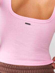 Missguided x Playboy Débardeur à col bénitier en coton d'été décontracté avec motif gaufré