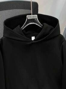 SHEIN Teen Boy Casual Loose Comfortable Versatile Solid Color All-Match Sweatshirt Autumn Winter Clothes ForGirln - Black - View 6