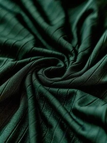 Écloséra Rochie midi elegantă pentru femei, stil francez, cu guler înalt și mânecă lungă, verde închis, toamnă/iarnă - Verde - Vizualizare 6