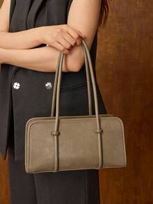 MOTF PREMIUM PU 皮革双手柄单肩包 - 淺卡其 - 查看 6
