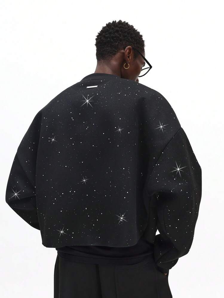 Felpa corta con stampa di stelle galattiche