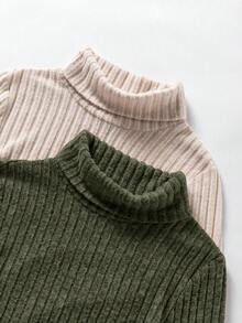 SHEIN 2pcs Set Bodysuit, Comfortable Autumn/Winter Base Layer Bodysuit - Brown - View 3