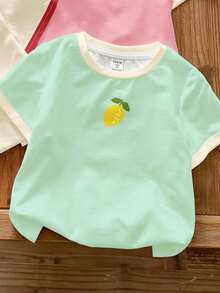 SHEIN 4件套年轻女孩休闲基本款圆领短袖T恤，春夏季 - 彩色 - 查看 4