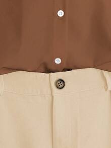 Franclia Apricot Button-Up Shirt & Pants Set For Women - Khaki - View 6