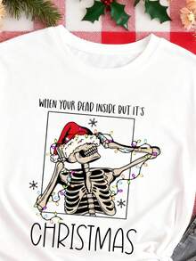 BOO Floral Halloween T-Shirt With Lettering, Ghosts, Pumpkins And Autumn Flower Embroidery Effects, White, Summer, Casual, Women's Day T-Shirt, 100% Cotton - 白色 - 查看 3