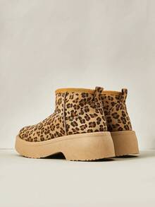 Cuccoo Leopard Print Ankle Boots, Warm And Fashionable Women's Winter Snow Boots New Year Holiday - Brown - View 4