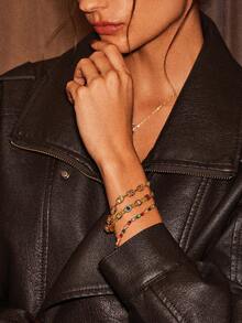 Glisma 女士链式手链、西方珠宝、古钱币、宝石、服装、秋冬、妈妈/女士/女孩/母亲适用、高级 - 金色 - 查看 3