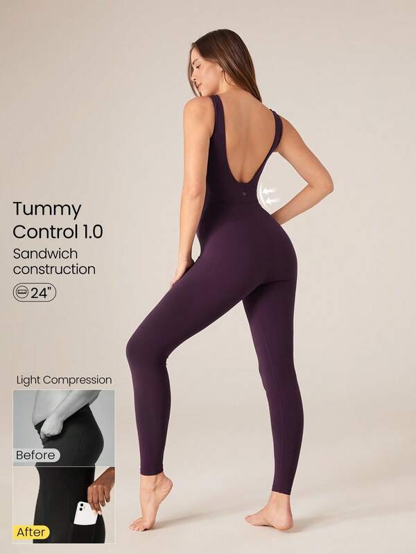 GLOWMODE Pijama deportivo de gimnasia con control de abdomen FeatherFit™ de 25" elegante para mujer en verano