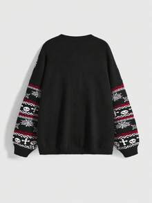 ROMWE Goth 大码女式雪花图案落肩长袖休闲针织开衫，秋冬 - 彩色 - 查看 2