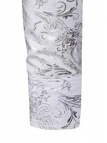 Manfinity AFTRDRK 男士全印花长袖衬衫，适合聚会和宴会 - 銀色 - 查看 5