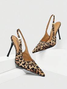 CUCCOO SZL Women's Leopard Print Buckle Design Fashionable Daily Wear High Heel Pumps For Christmas Spring Shoes - Brown - View 6