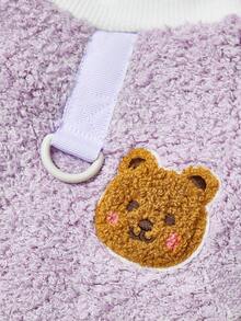 PETSIN 季节性圣诞天鹅绒宠物连帽衫，适合狗和猫 - 温暖时尚的毛绒羊毛运动衫背心，适合小动物，配有方便的牵引绳附件和可爱的圣诞老人图案，非常适合冬季寒冷、送礼和日常使用 - 紫色 - 查看 6