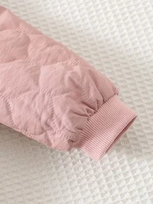 Cozy Pixies Baby Girl Thermal Lined Hooded Long Sleeve Thick Jacket, Comfortable & Versatile, Pink Coat, Winter Coat, Quilted Jacket, Thermal, Thickened, Fall And Winter Clothes