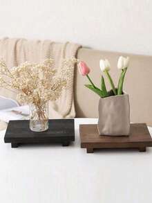 1个木质底座展示凳，适用于浴室厨房水槽，可作肥皂托盘、蜡烛托盘、植物托盘，是浴室和厨房完美的农舍风格装饰。