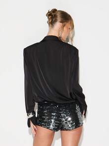 KIZN 亮片高腰超短裤节日派对狂欢俱乐部服装热裤迷你音乐会