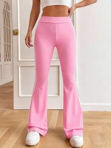 Tween Girls American Collegiate Style Casual Striped Green Pants - Pink - View 4