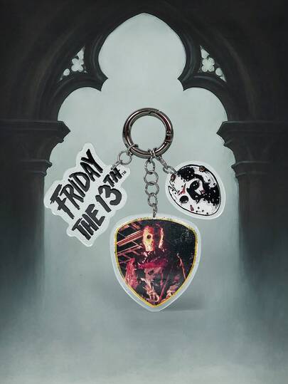 Friday the 13th X ROMWE Pendentif de sac de bureau gothique sombre d'horreur, charm de téléphone exagéré, accessoire porte-clés de sac