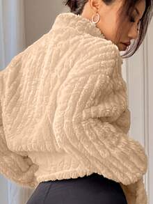 SHEIN EZwear Women's Casual Wool-Lined Letter Print Zip-Up Hoodie And Pants Set, Apricot, Autumn/Winter Hoodie And Sweatpants Set, Homewear & Workwear Y2K Fluffy Thickened Autumn 2 Pieces Casual Set, Women's New York Apparel, Women's Comfortable Clothing