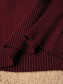 MOTF PREMIUM V-NECK LONG SLEEVE SLIMMING MID-LENGTH KNITTED SWEATER DRESS, AUTUMN/WINTER, CHRISTMAS DRESS, RED DRESS, NEW YEAR DRESS - Red - View 9