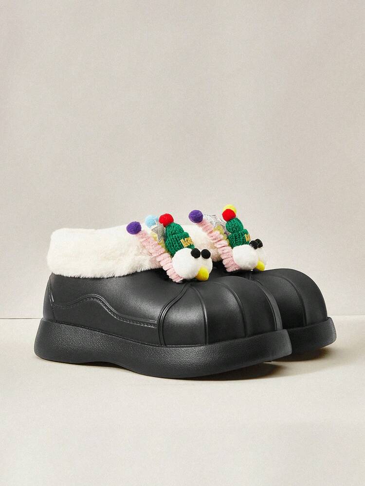 Warm Cute Thick Bottom Boots, Super Light Weight Padded Shoes For Women, Oversized For Christmas And New Year Holiday Vibe Fall And Winter