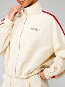 MISSGUIDED Chaqueta deportiva MSGD con puños elásticos y ribetes rojos en contraste para ropa de abrigo casual de primavera - Albaricoque - Ver 4