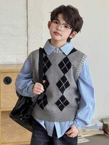 DAZY Tween Boys Sweater, Fall Vest - Grey - View 4