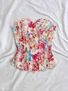 Soleia 女士休闲度假、海滩婚礼宾客、毕业典礼、早午餐、圣帕特里克节、春假、复活节、音乐节优雅波西米亚热带露背镂空露背印花系带前衬衫，秋冬分层 - 彩色 - 查看 3