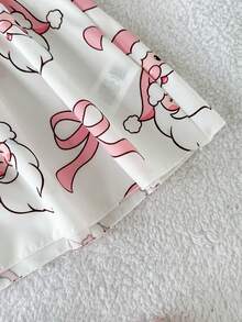 Playful Pals ملابس بنات للأطفال في عيد الميلاد، فستان بأكمام طويلة مطبوع بصورة بابا نويل مع جاكيت مخمل، طقم من قطعتين، مناسب للارتداء اليومي والأعياد والحفلات في فصلي الخريف والشتاء - متعدد الألوان - مشاهدة 5