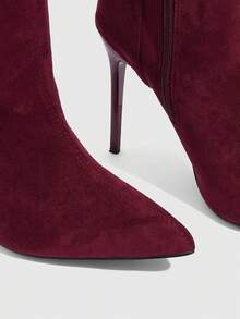 CUCCOO SZL Women's Fashion Pointed Toe Stiletto Heel Over-The-Knee Boots, Classic Versatile For Commuting, Dating, Party, Holiday For Christmas Spring Shoes - Burgundy - View 9