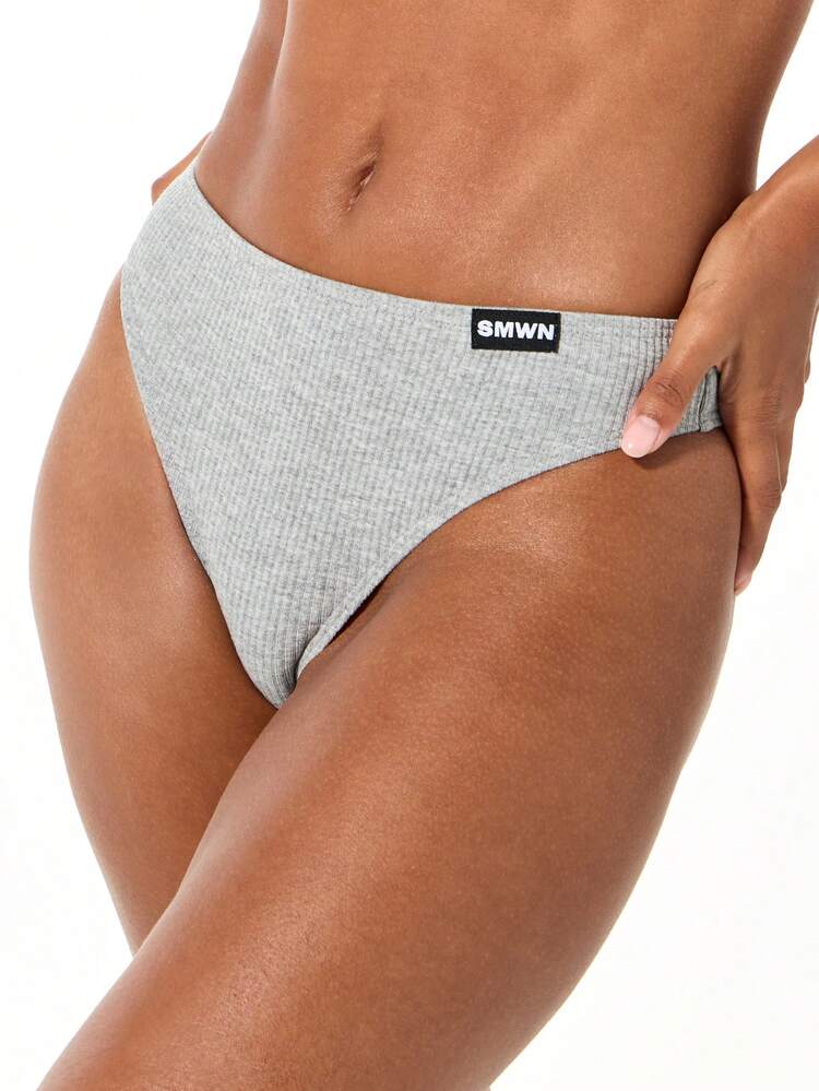 SUMWON WOMEN Ribbed High Waisted Brief With Logo Detail