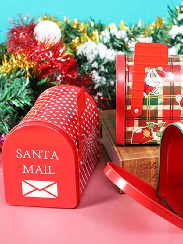 Joivida 1 Stück Weihnachtsdekoration, Blechbriefkasten, Briefkasten aus Schmiedeeisen, Geschenkbox in Cartoon-Bonbon-Form