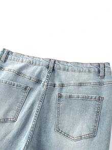 Teen Boys Casual Fashionable Versatile Light Blue Washed Ripped Jeans, Leg Flattering, High Stretch For Comfort And Easy Wear, Essential Item For Stylish Boys - Medium Wash - View 7