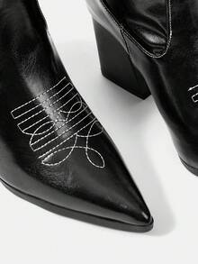 Styleloop Giày bốt cao gót qua gối thời trang thu đông dành cho nữ, bốt dài dự tiệc gợi cảm cho lễ hội âm nhạc, Halloween, Giáng sinh và tiệc tùng - màu đen - Xem 5