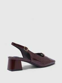 CUCCOO BIZCHIC Women's Metal Buckle Chunky Heel Casual/Office Commute Shoes