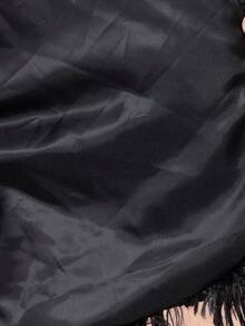 Tween Girls Black Loose Fit Short Coats, Autumn/Winter - Black - View 6