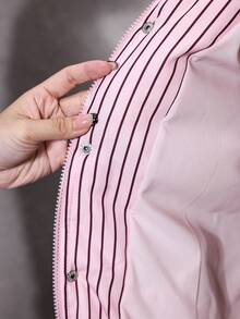 ROMWE Avant 女式复古可爱卡哇伊美学丝带蝴蝶结心形翅膀印花毛绒拼布夹棉大衣，百搭 - 淺粉色 - 查看 8