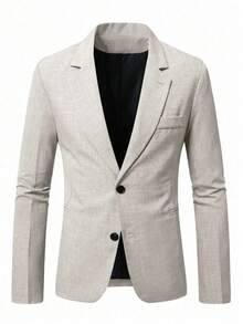 Manfinity Mode Men's Apricot Polyester Blazer Regular Fit Long Sleeve Textured With Pockets Men Beige Suit Men's Men Classy Clothes Men Fashion Blazer Men Casual Suits Slim Slim Fit Cream Suit Men