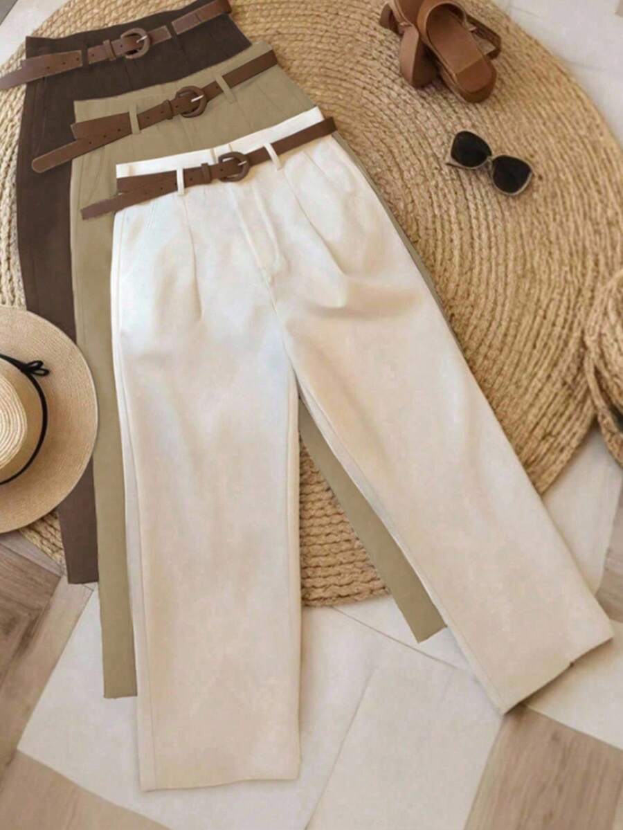 Quần trơn màu dành cho nữ, thích hợp mặc đi làm, thường ngày, ngoài trời, công sở, mùa hè và mùa thu (Không bao gồm thắt lưng) - Nhiều màu - Xem 1