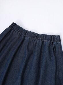 Sparklyn Teen Girls European And American Style Denim Vest, White Casual Shirt, High Waist Denim Skirt Set - White - View 5