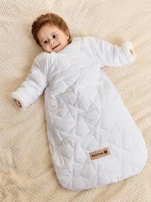 Cozy Pixies 1 pieza de ropa de cama para bebé, saco de dormir acolchado con patrón de estrellas, grueso y cálido, con mangas desmontables - Blanco - Ver 2