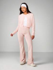 MISSGUIDED Comfortable High Waisted Flared Leggings For Lounge And Casual Wear - Pink - View 3