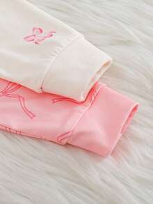 Cozy Pixies Conjunto de 4 piezas de pijama ajustado para niña bebé - Top de cuello redondo de manga larga y estampado floral de punto suave, y leggings de cintura elástica