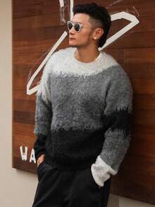 DAZY Men's Gradient Color Crew Neck Sweater, Autumn/Winter - Multicolor - View 3