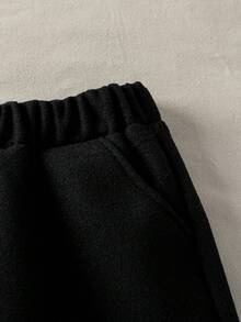 Souflis Souflis Young Boy's Fashion Casual Plaid Woolen Suit Jacket And Black Relaxed Fit Pants Set, Elegant Tailoring With Stylish Large Plaid Woolen Fabric